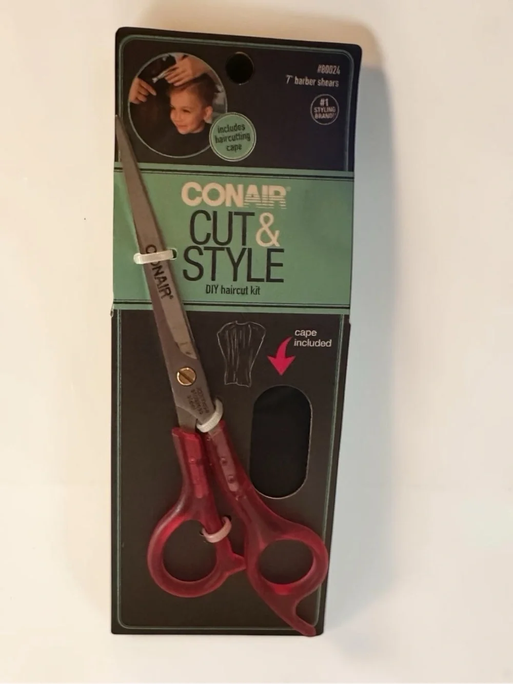 Conair Cut & Style 7” Red Barber Shears with Haircut Cape
